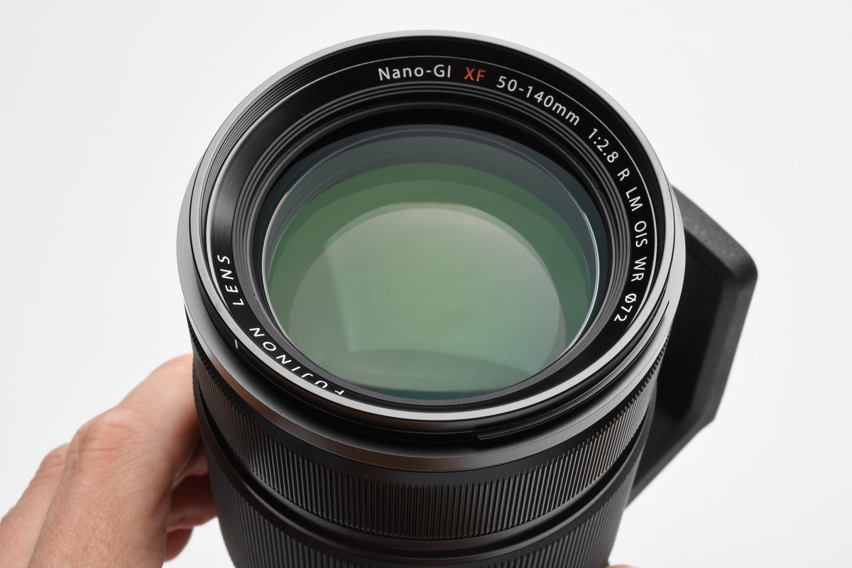 Fujifilm XF 50-140mm f2.8 Nano-GI  R LM OIS WR zoom lens w/caps, hood, collar, Very Nice!
