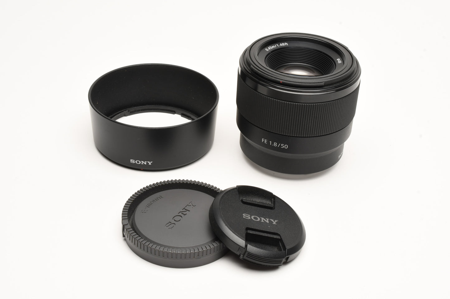 Sony 50mm f1.8 FE SEL50F18F Prime lens, Hood, Great