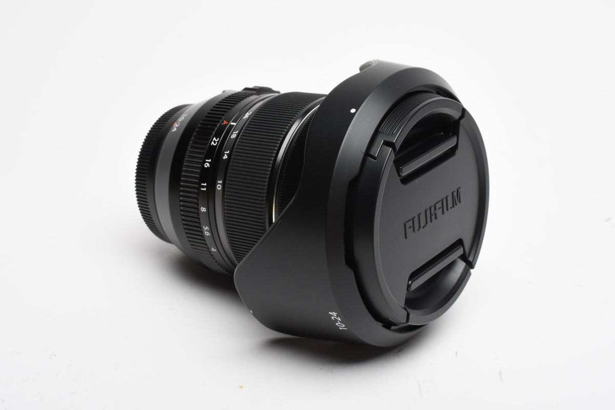 Fujifilm Fujinon XF 10-24mm f4 R OIS WR Super EBC Lens w/Caps and hood, Great!