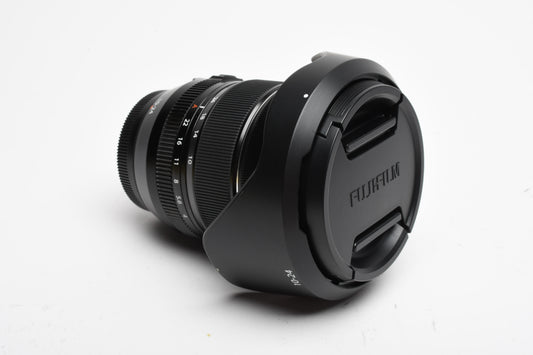 Fujifilm Fujinon XF 10-24mm f4 R OIS WR Super EBC Lens w/Caps and hood, Great!