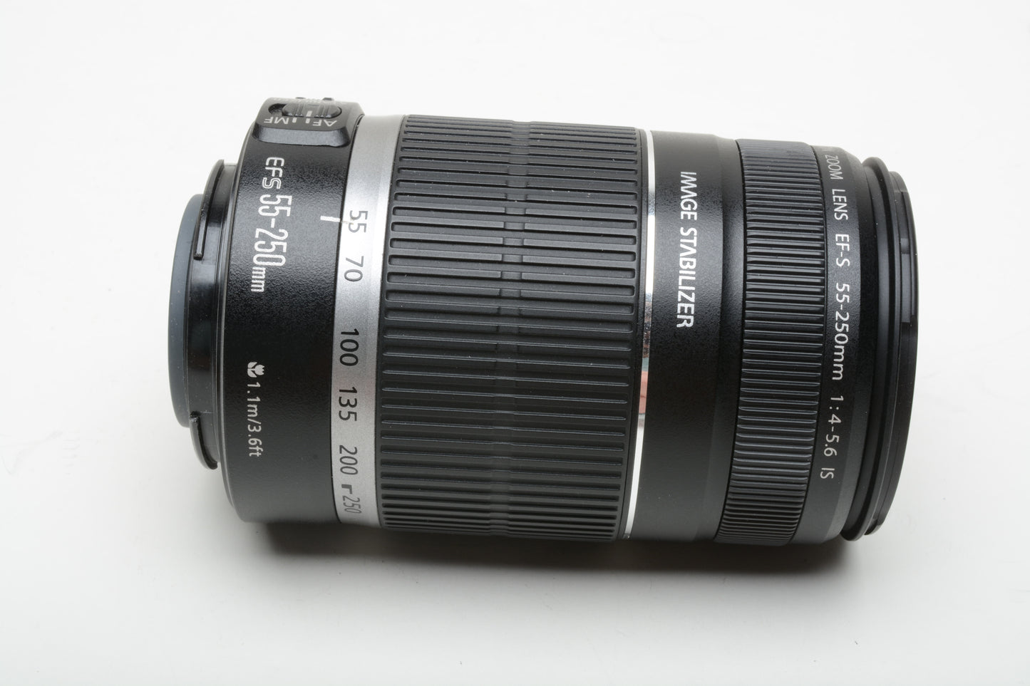 Canon EF-S 55-250mm f4-5.6 IS zoom lens, caps, very clean