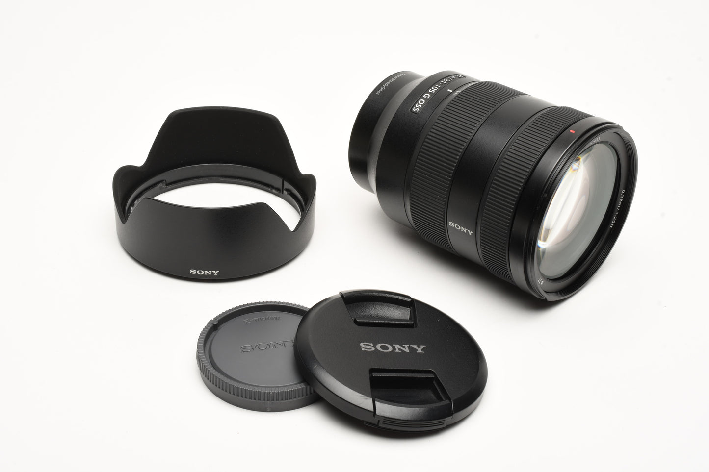 Sony FE 24-105mm f4 GM OSS zoom lens, hood, caps, Very clean & sharp