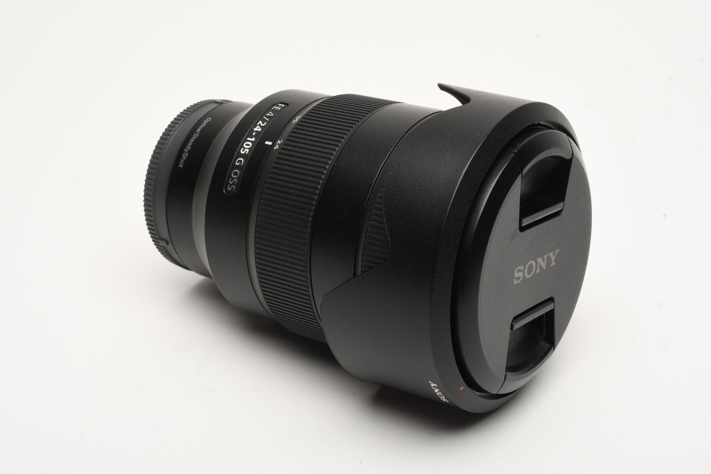 Sony FE 24-105mm f4 GM OSS zoom lens, hood, caps, Very clean & sharp