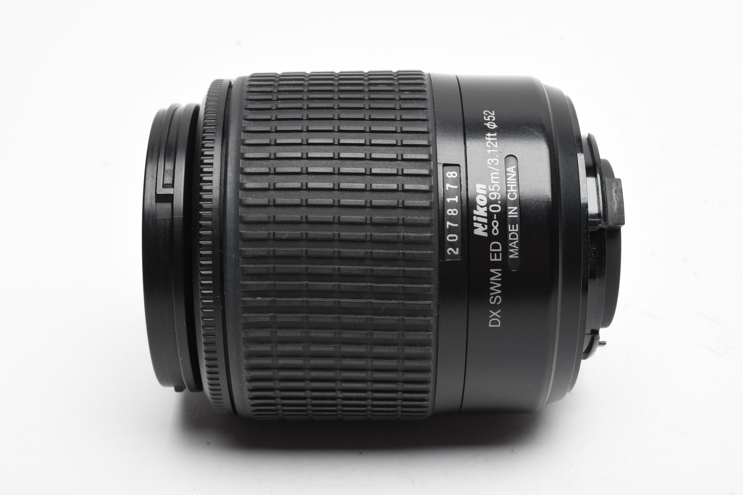 Nikon AFS Nikkor 55-200mm F4-5.6G ED DX zoom lens, caps, pouch, manual