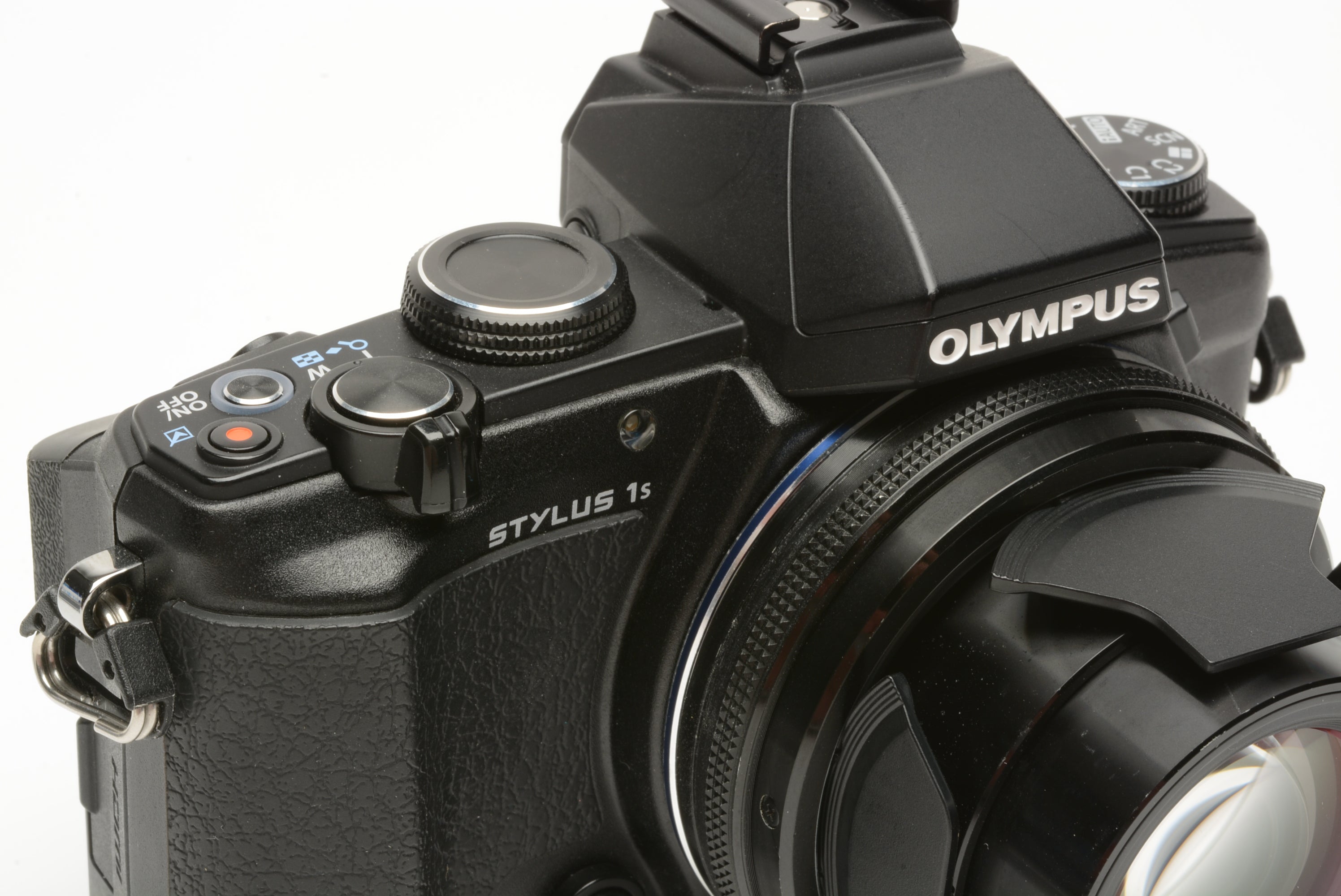 Olympus Stylus 1s Digital Camera w/2 batts, charger, strap, USB, 23K acts,  Very clean, boxed