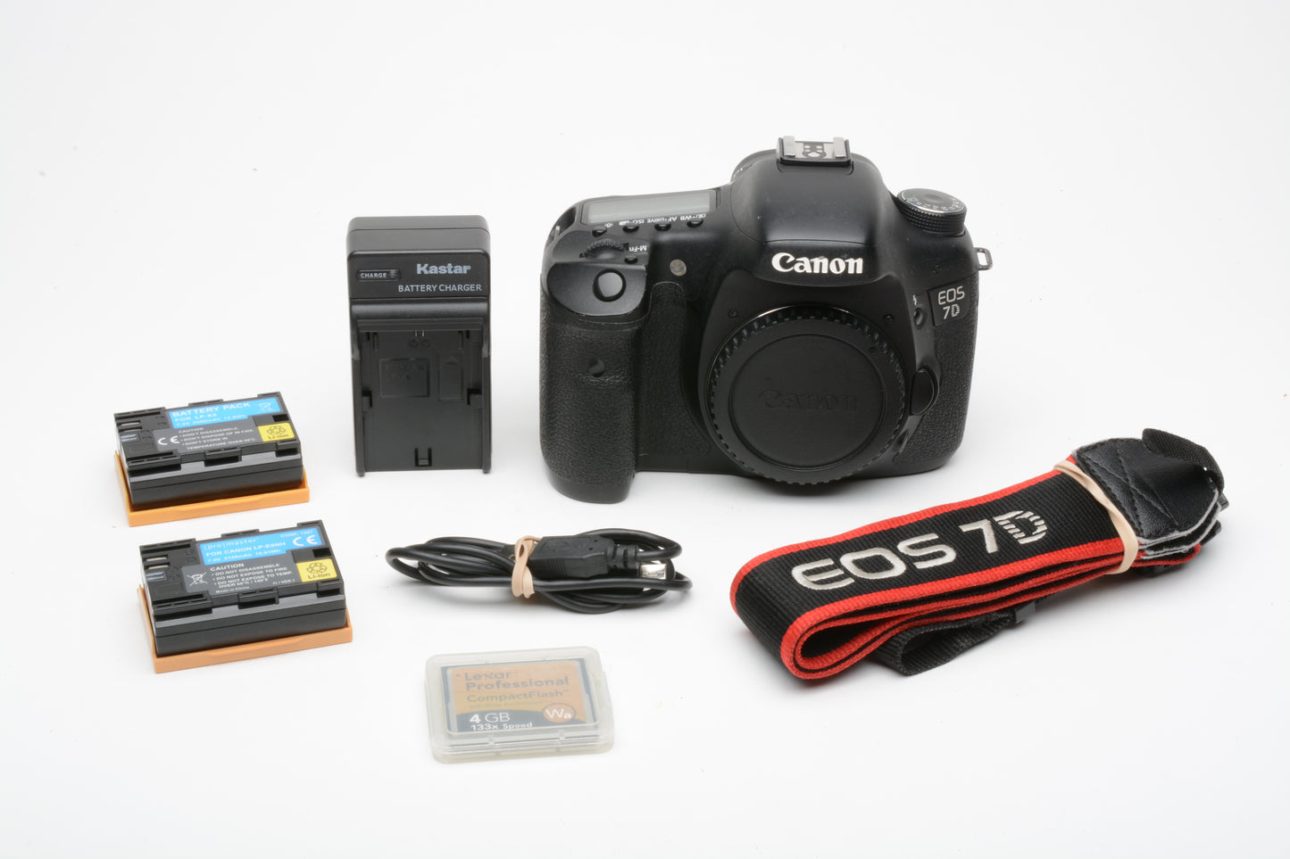 Canon EOS 7D 18MP DSLR body, 2batts, charger, strap, CF card, 82K Acts, Great working