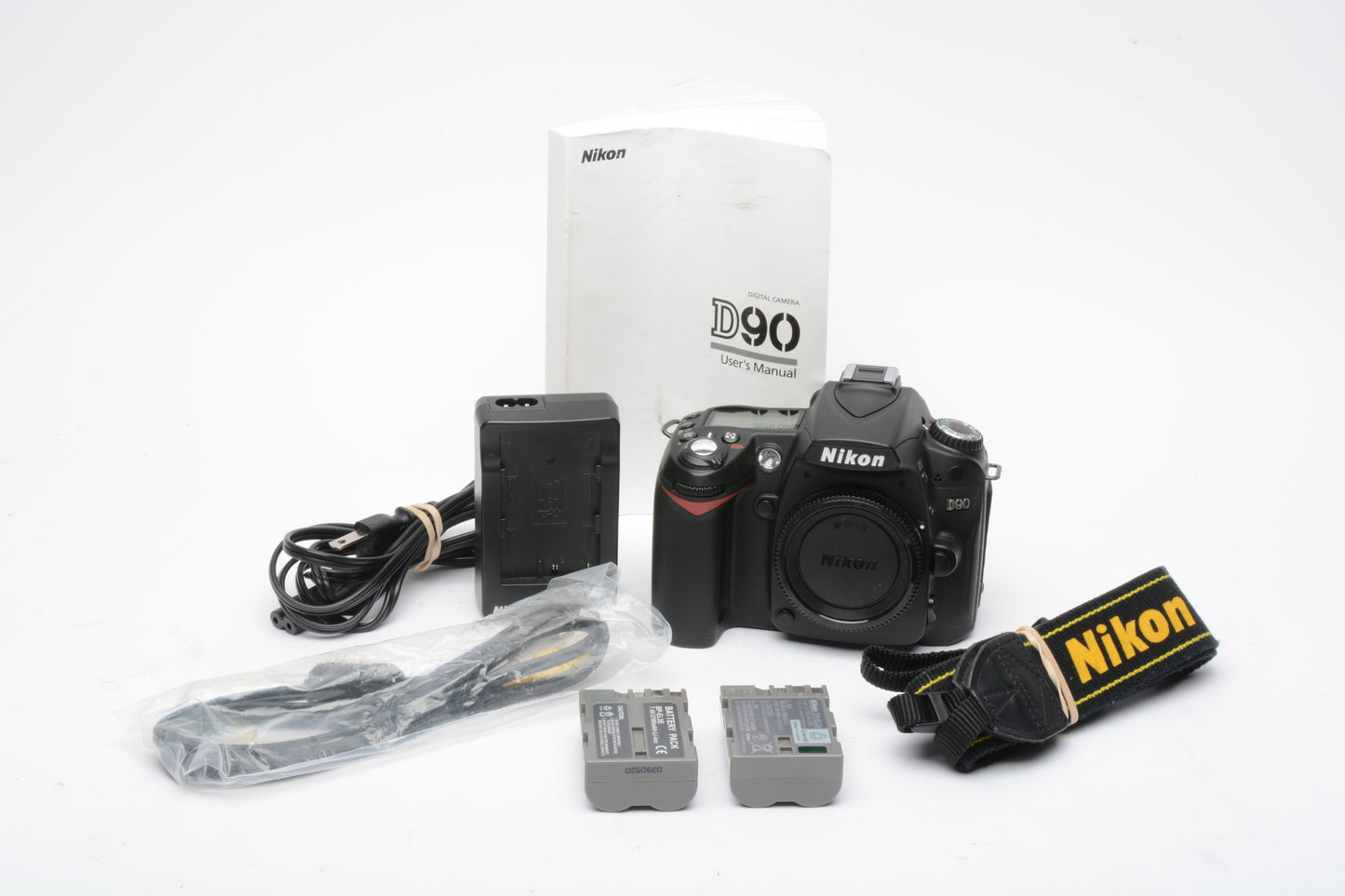 Nikon D90 DSLR body, 2batts, charger, strap, Only 2969 Acts, very clean, tested