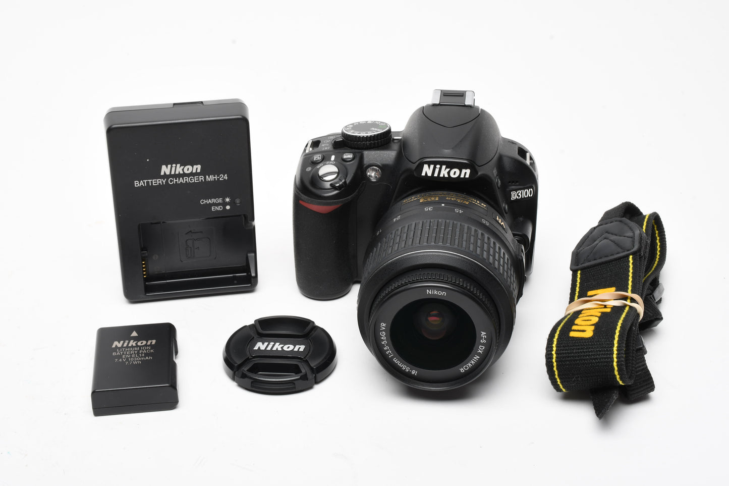 Nikon D3100 DSLR w/Nikkor AFS 18-55mm f3.5-5.6G VR, batt+charger 7613 Acts