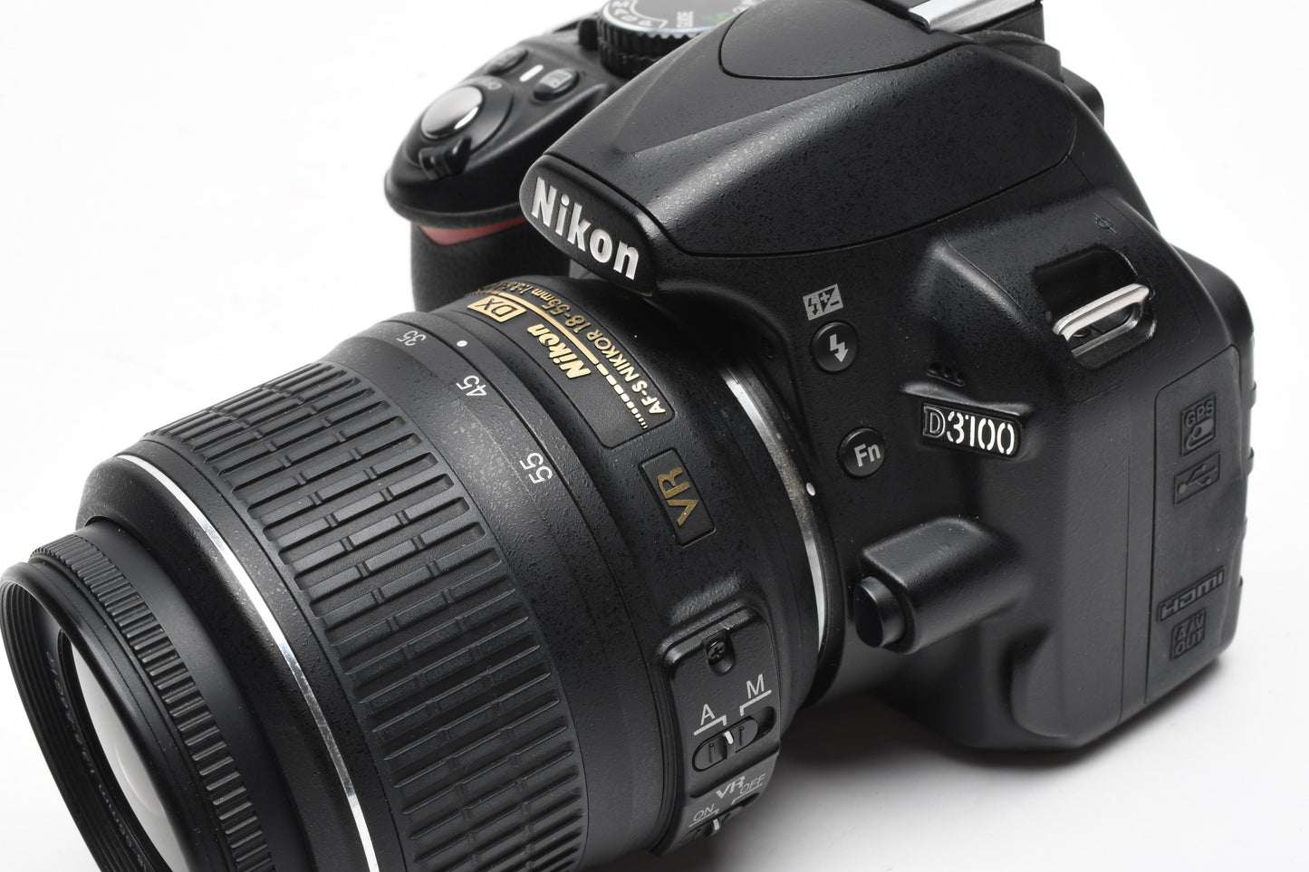 Nikon D3100 DSLR w/Nikkor AFS 18-55mm f3.5-5.6G VR, batt+charger 7613 Acts