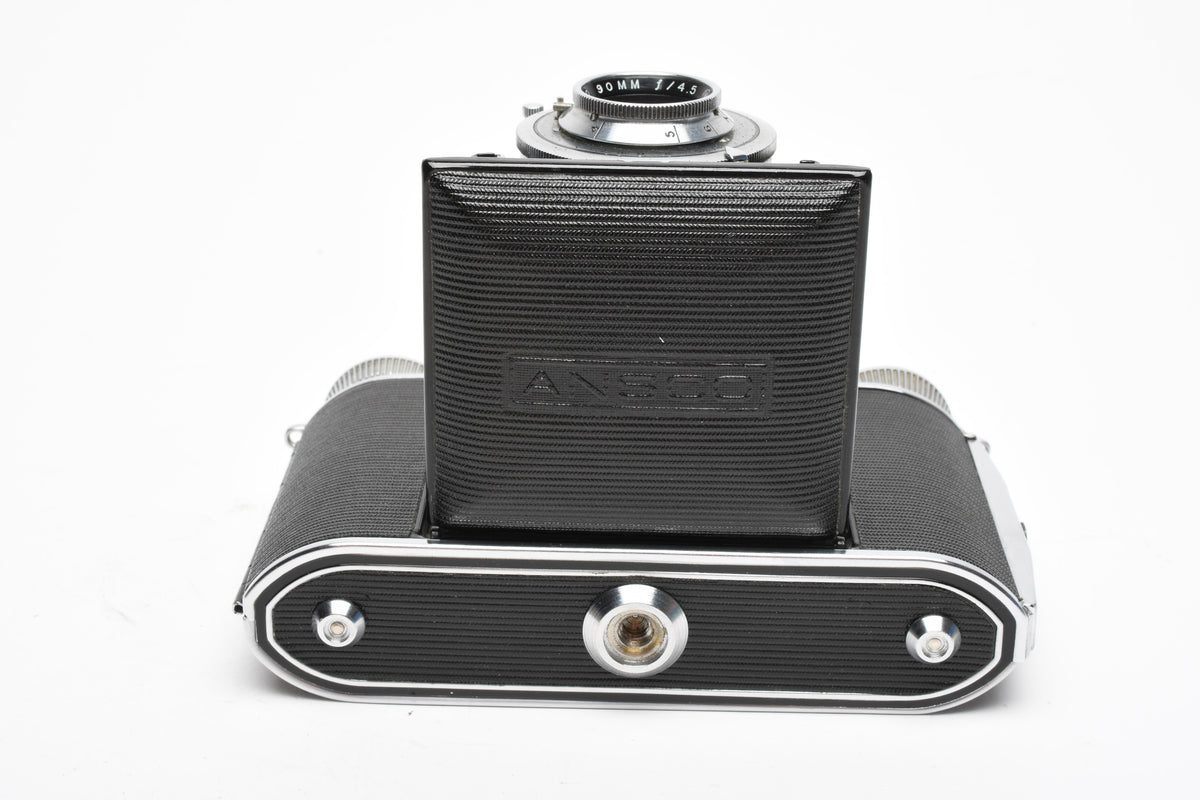 Ansco Speedex Folding Camera 90mm F4.5 Lens w/ Leather Case, Vintage, Read*