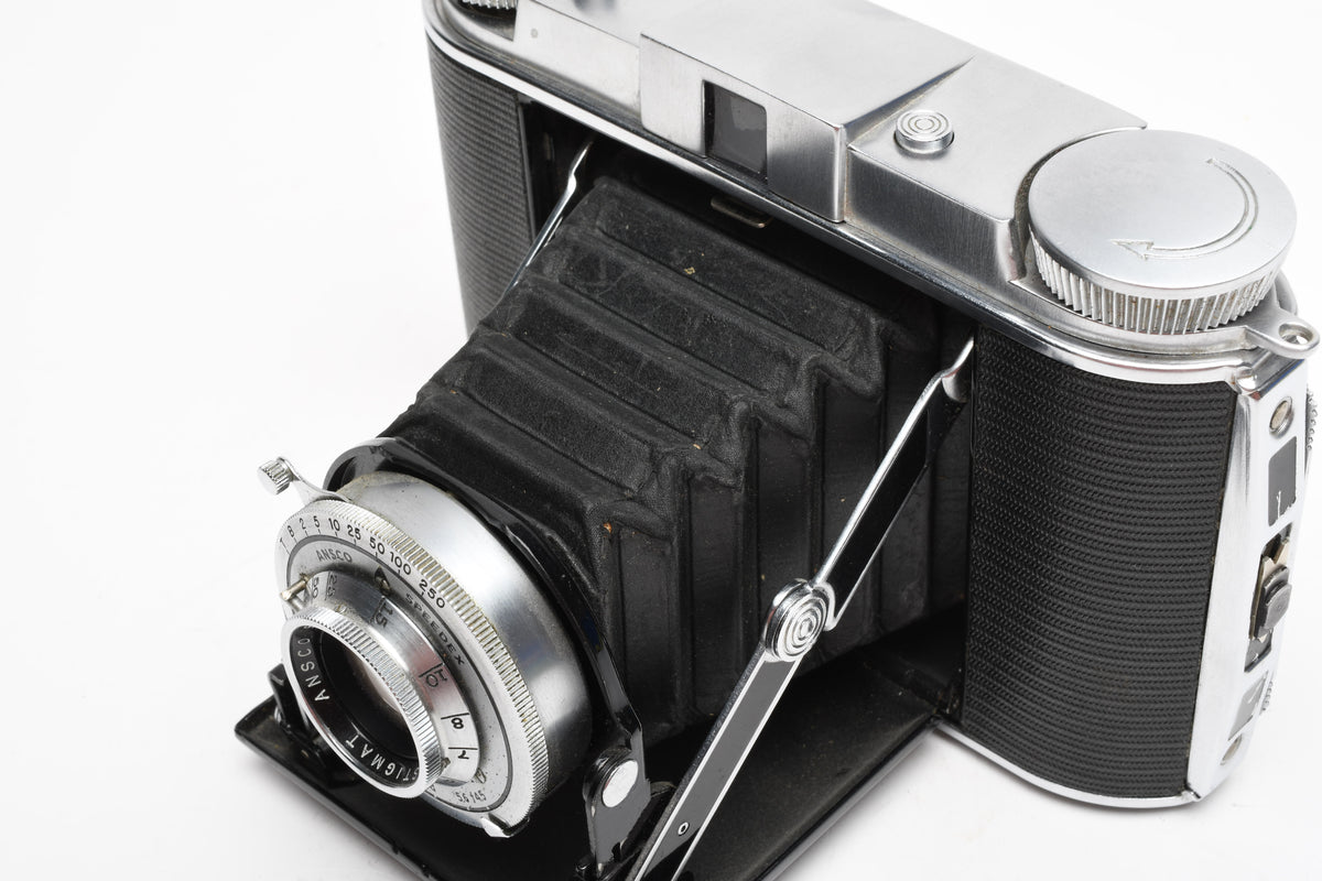 Ansco Speedex Folding Camera 90mm F4.5 Lens w/ Leather Case, Vintage, Read*