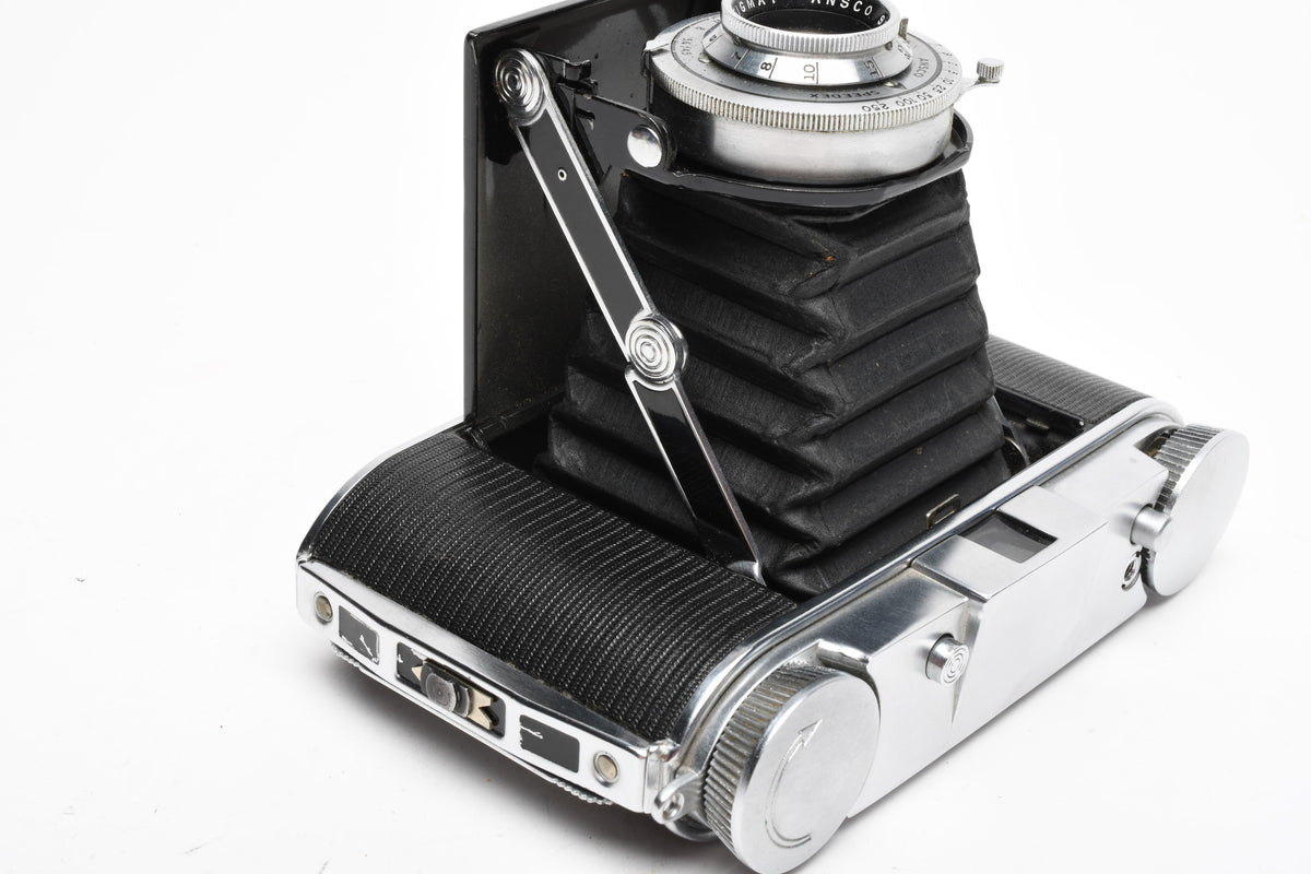 Ansco Speedex Folding Camera 90mm F4.5 Lens w/ Leather Case, Vintage, Read*