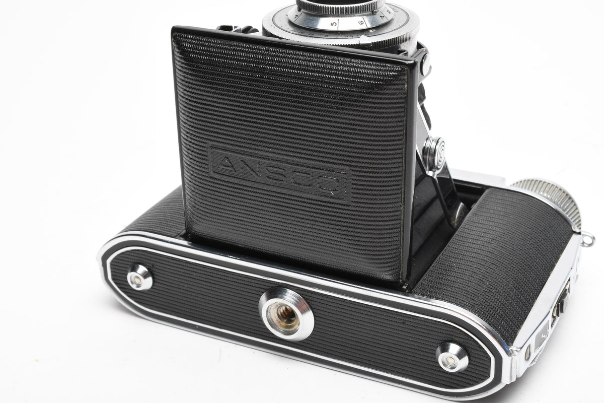 Ansco Speedex Folding Camera 90mm F4.5 Lens w/ Leather Case, Vintage, Read*
