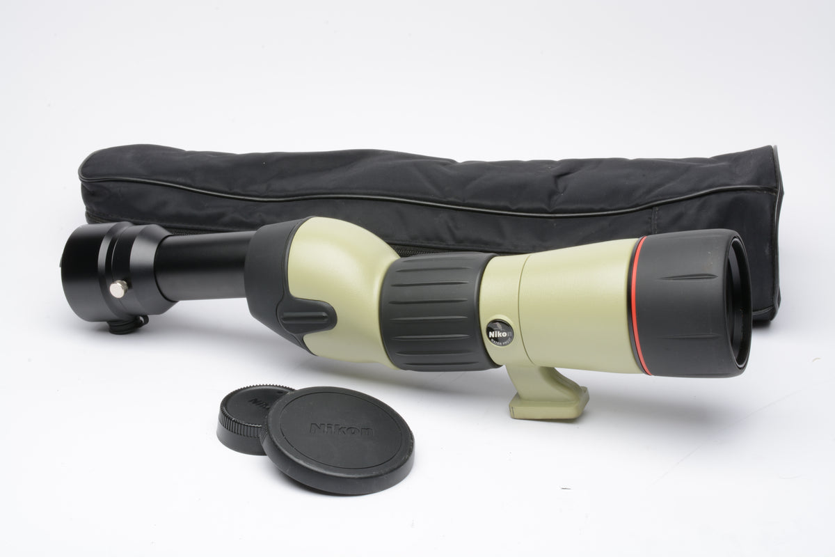 Nikon Fieldscope ED D=60 w/FSA-L1 camera mount adapter, case, very 