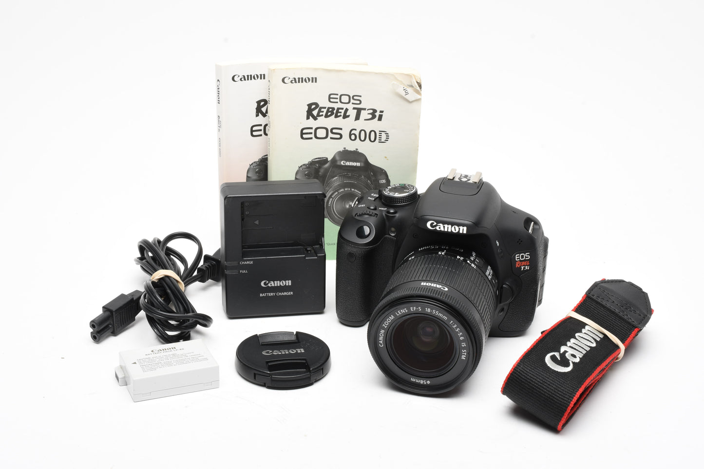 Canon EOS T3i w/18-55mm f3.5-5.6 IS STM lens, batt+charger, Only 1122K Acts!