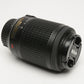 Nikon AFS Nikkor 55-200mm F4-5.6G ED DX VR zoom lens, caps, hood, pouch, Mint-