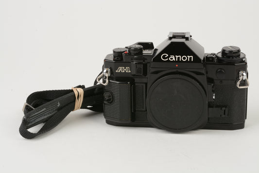 Canon A-1 35mm SLR Camera Body Only, New Seals! strap, cap, very nice!!