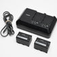 Canon CG-A10 dual battery charger w/ 2X BP-A30 batteries + power cord, great