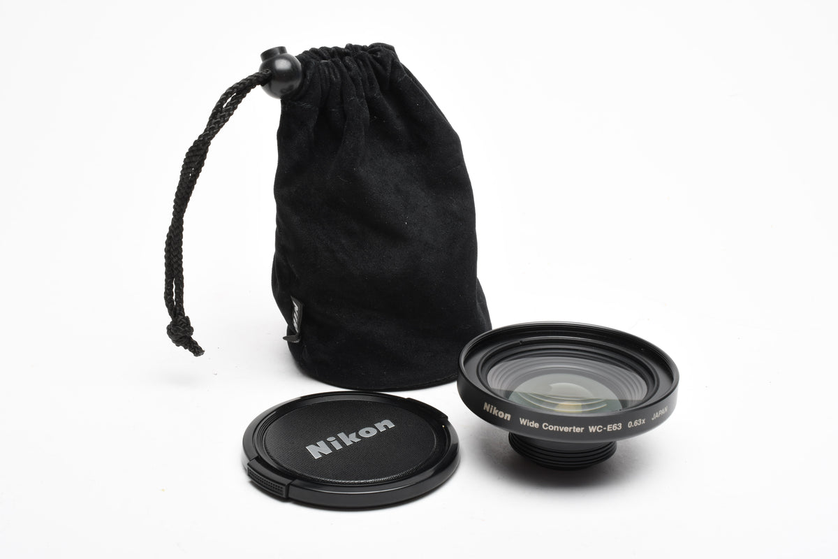 Nikon WC-E63 .63X Wide Converter Lens w/Lens cap and pouch, Nice!