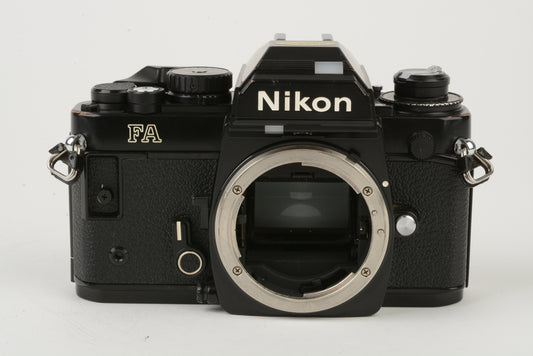 Nikon FA 35mm SLR Black Body only, strap+cap, new light seals, tested, +Grid screen
