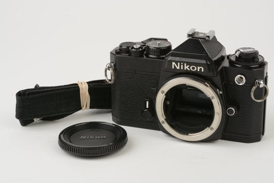 Nikon FE black 35mm Body, New seals, strap, very nice & clean