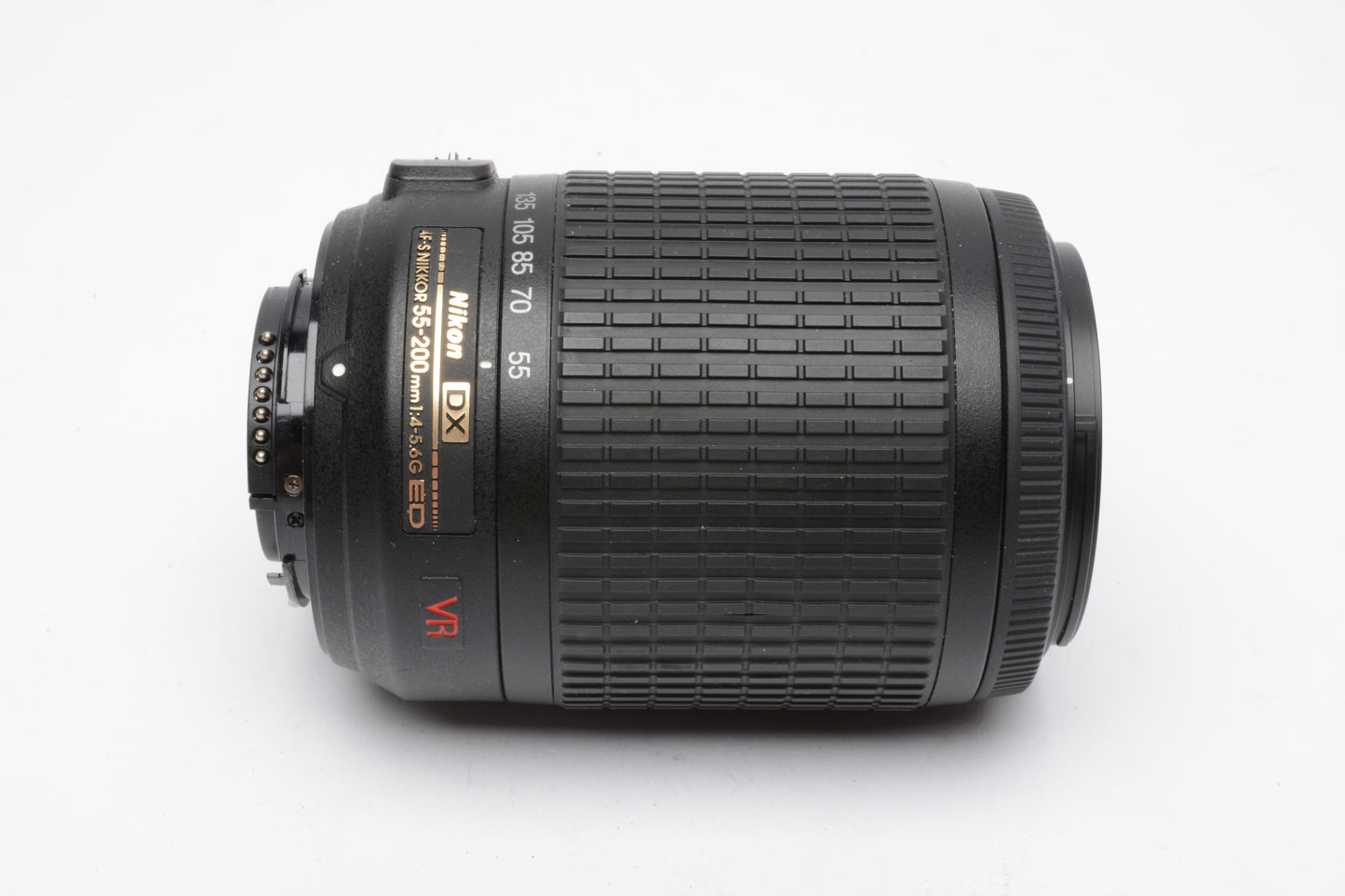 Nikon AF-S Nikkor 55-200mm f4-5.6G ED VR zoom lens, caps + manual