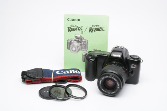 Canon Rebel X 35mm SLR w/EF 35-80mm f4-5.6 III w/cap, UV, pola., strap, tested