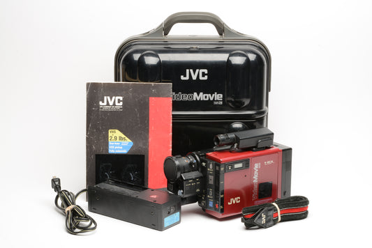 JVC GRC7u VHS/C Red Camcorder bundle, in case, for parts or repair