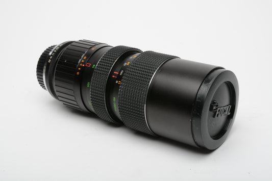 Focal MC 80-200mm f3.5 zoom lens, caps, pouch, Minolta MD mount