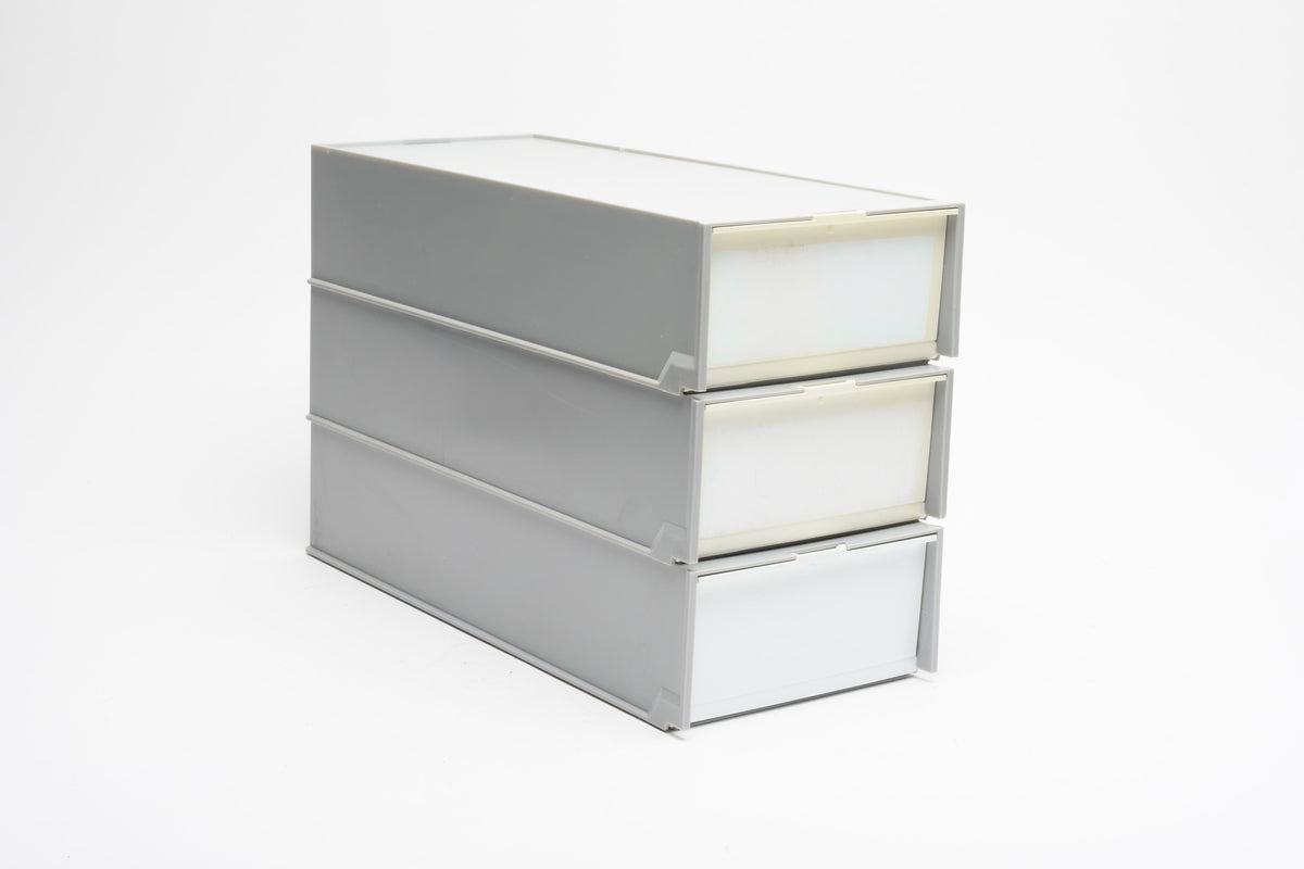 3X Leica Leitz straight slide trays holds 100 35mm slides (2x 50 slot trays per box, 3 boxes)