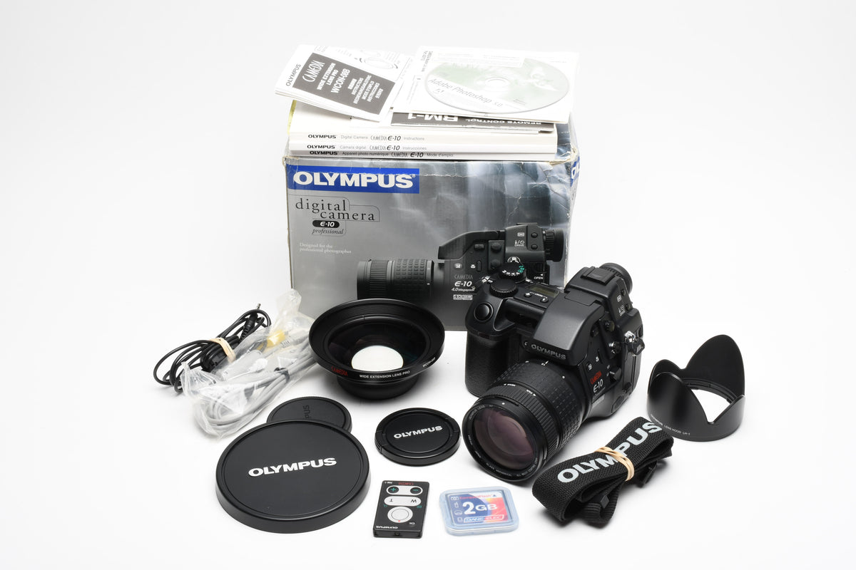 Olympus Camedia E-10 4MP Digital Point&Shoot in Box w/Hood, Wide Angle Converter, Cf Card, Great Bundle!
