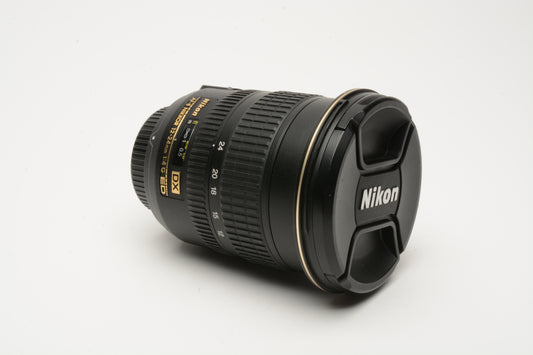 Nikon AF-S Nikkor 12-24mm f4G ED DX w/Caps, USA Version, Very clean!