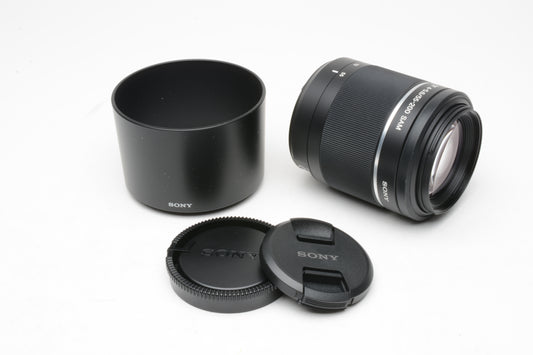 Sony AF 55-200mm f4-5.6 DT SAM V2 lens, caps, hood