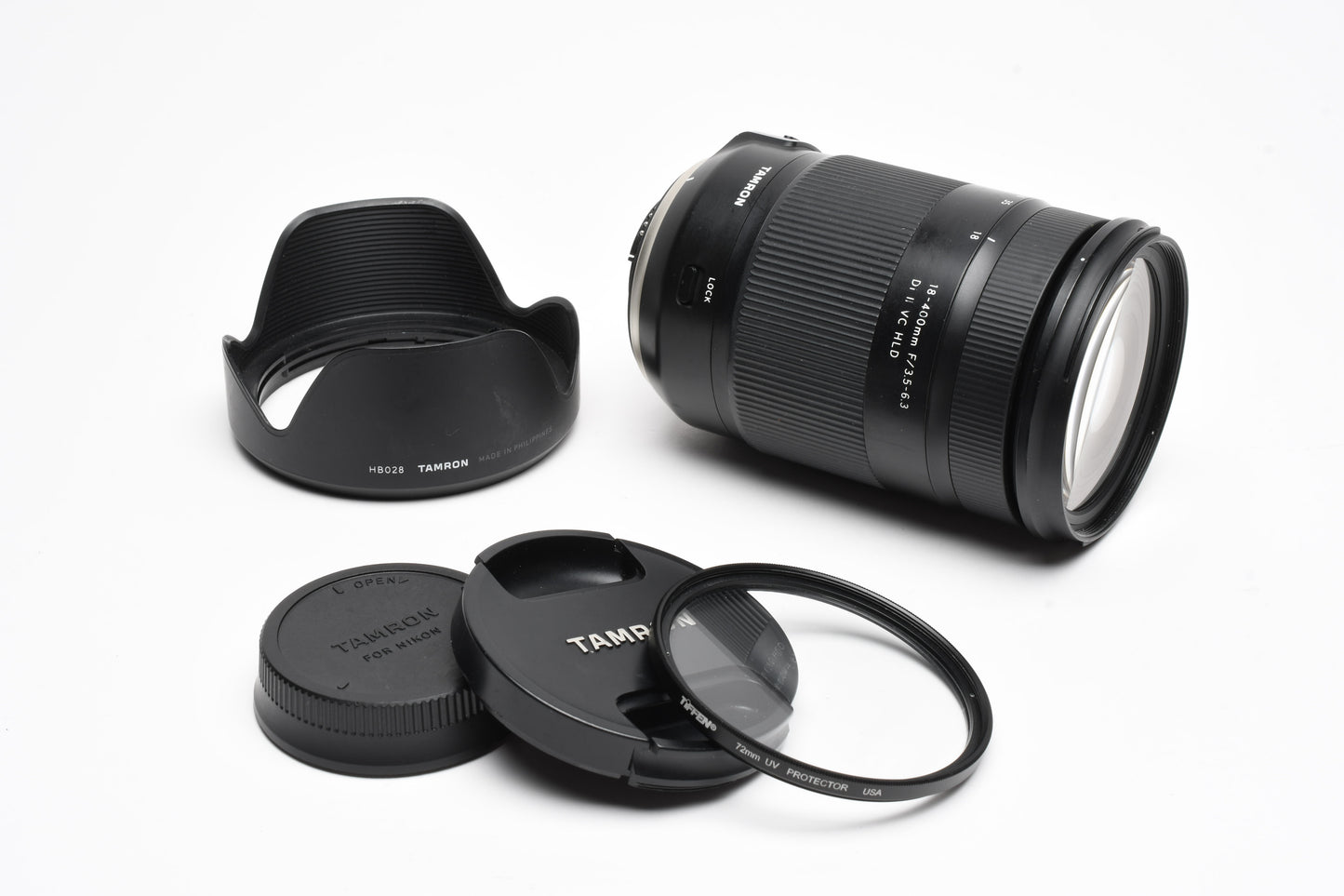 Tamron B028 AF 18-400mm f3.5-6.3 Di II VC HLD Nikon AF, UV+Hood, Good!