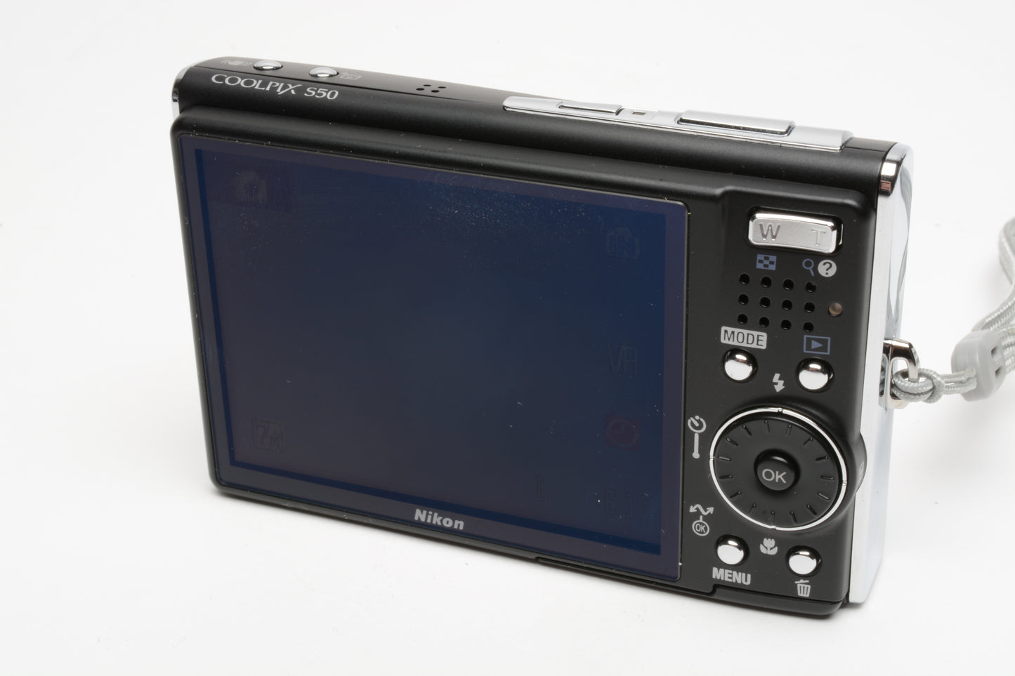Nikon Coolpix S50 (Black) digital point & shoot 7.2MP case, batt+charger+