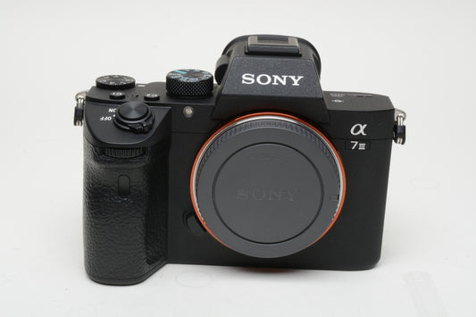 Sony Alpha a7 III Mirrorless body 24.2MP Body, batt+charger+strap, Only 2030 Acts!