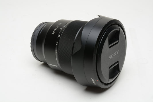 Sony FE Vario Tessar 16-35mm F4 ZA OSS w/hood, caps, collar, Very nice, Sharp!