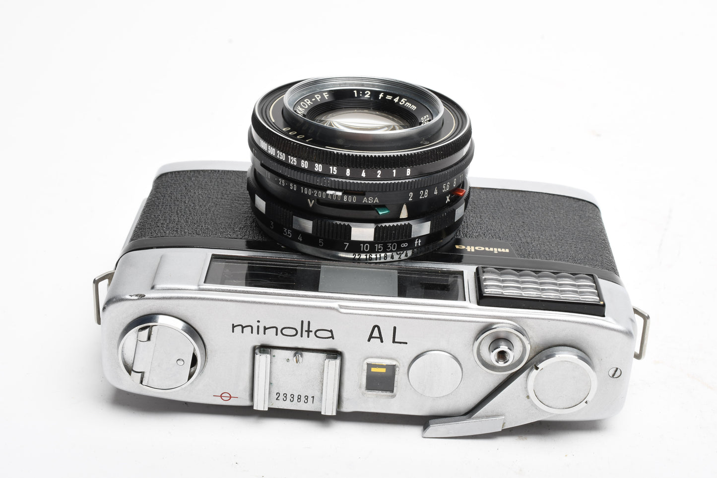 Minolta AL 35mm Rangefinder camera, Case, Meter works, no shutter, Parts or Repair