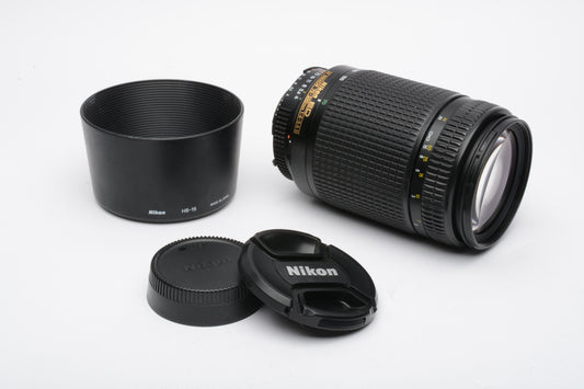 Nikon ED AF Nikkor 70-300mm f4-5.6D zoom lens, hood + caps