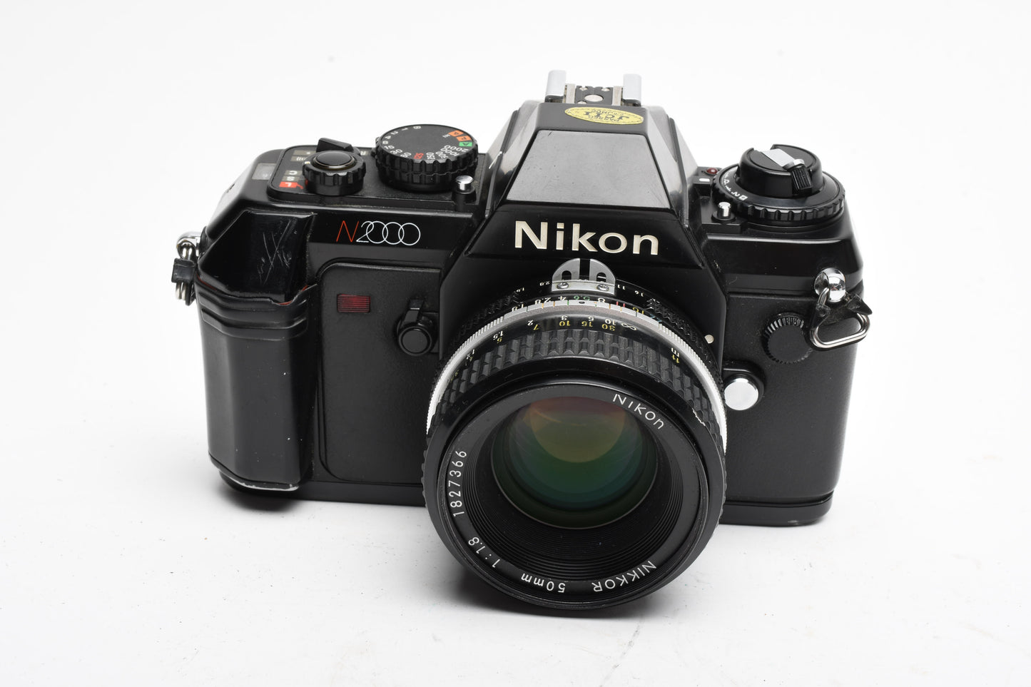 Nikon N2000 35mm SLR W/Nikkor 50mm F1.8, strap, Sky, tested, Good!
