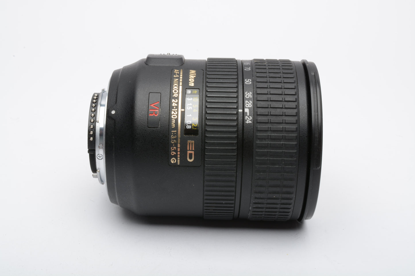 Nikon AF-S 24-120mm f3.5-5.6G ED VR zoom lens, caps, clean and sharp +UV