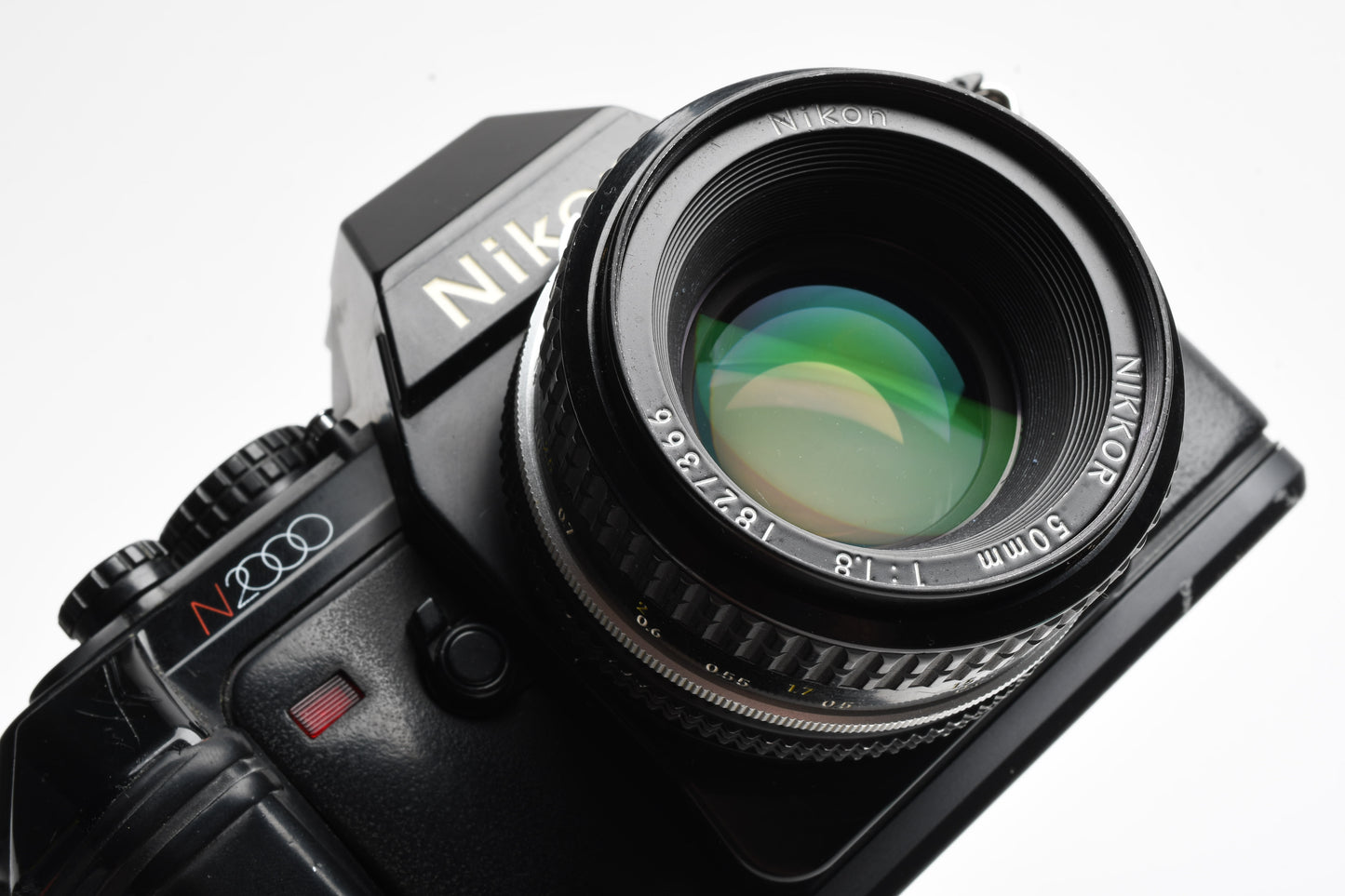 Nikon N2000 35mm SLR W/Nikkor 50mm F1.8, strap, Sky, tested, Good!