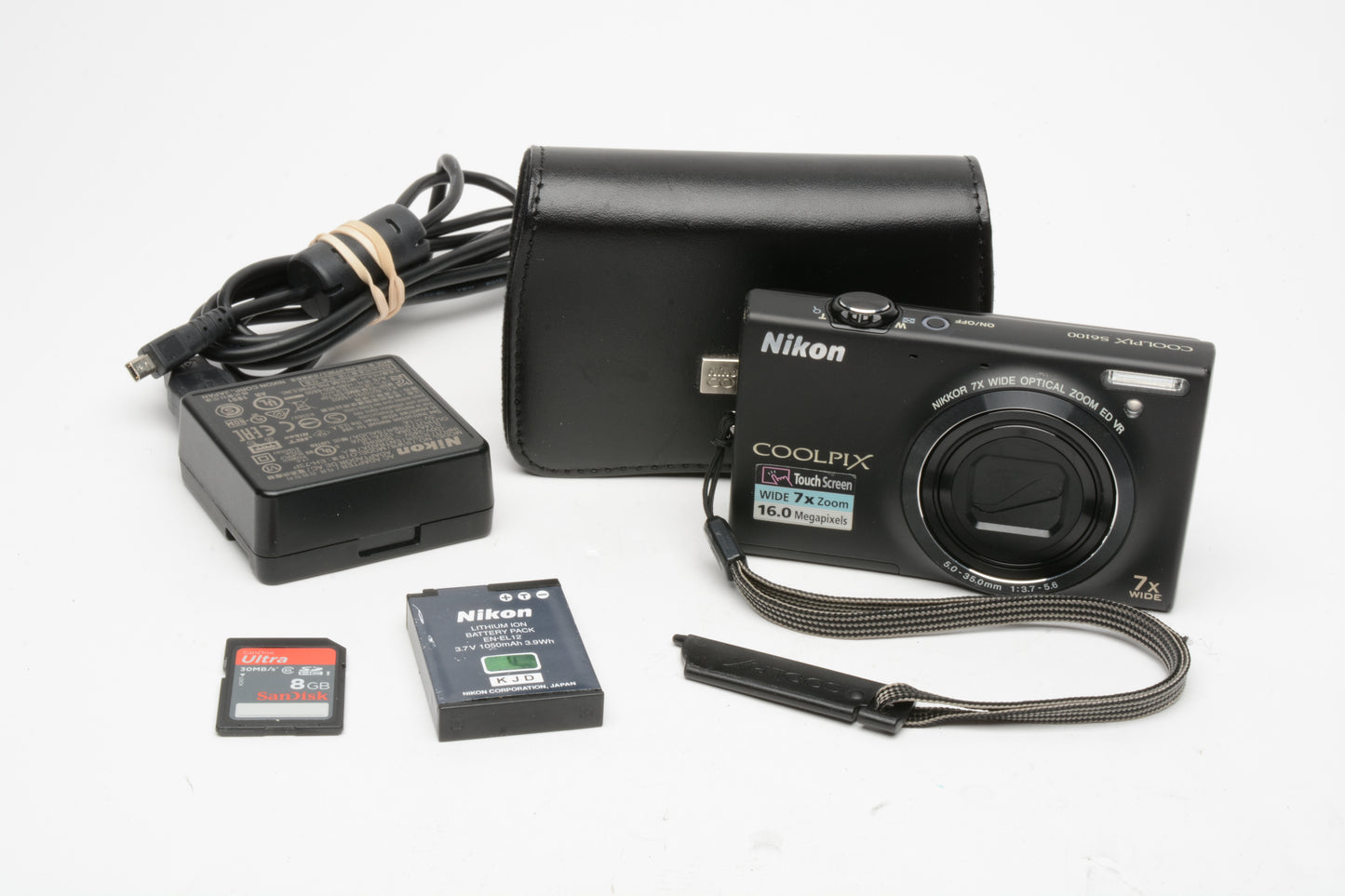 Nikon Coolpix S6100 Digital Point&Shoot 16MP (Black) +8GB SD, Case, Nice & Clean