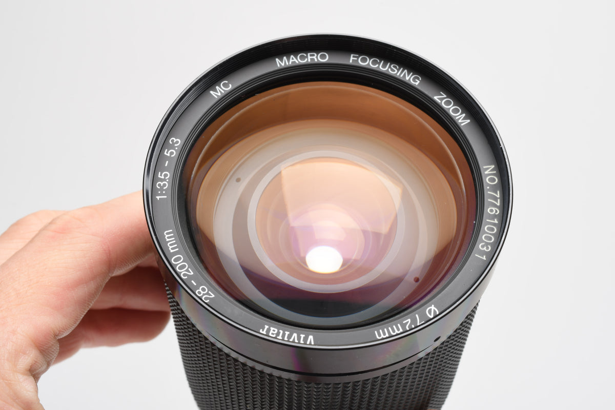 Vivitar MF MC 28-200mm f3.5-5.3 Nikon Ai-S telephoto zoom lens, 1A+Caps, Great!
