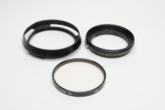 Leica Leitz lens hood #12504 + Series VII UVa for Summilux and Summicron 35mm lenses