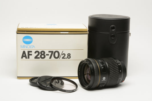 Minolta Maxxum AF 28-70mm f2.8 G lens, boxed, case, caps, Sharp!