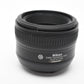 Nikon AF-S Nikkor 50mm f/1.8 G w/Caps, Great