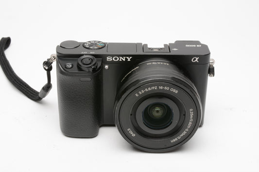 Sony A6000 w/16-50mm f3.5-5.6, Tested, Clean, 2X Batts+Charger+128GB SD