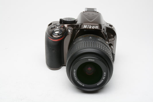 Nikon D5200 Metallic brown DSLR w/18-55mm G VR zoom lens, Only 7172 Acts!