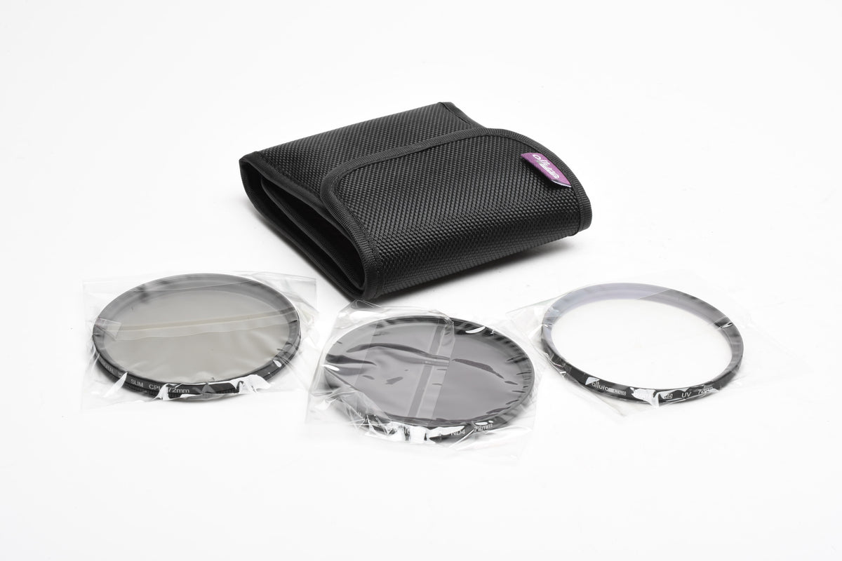 Altura 72mm essential filters set of 3:  UV, ND4, CPL, New in Pouch